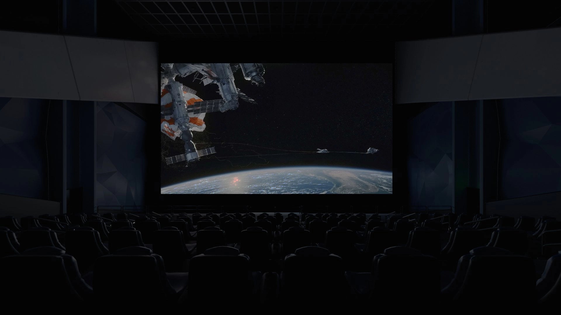 A dark scene on a traditional LCD headset display