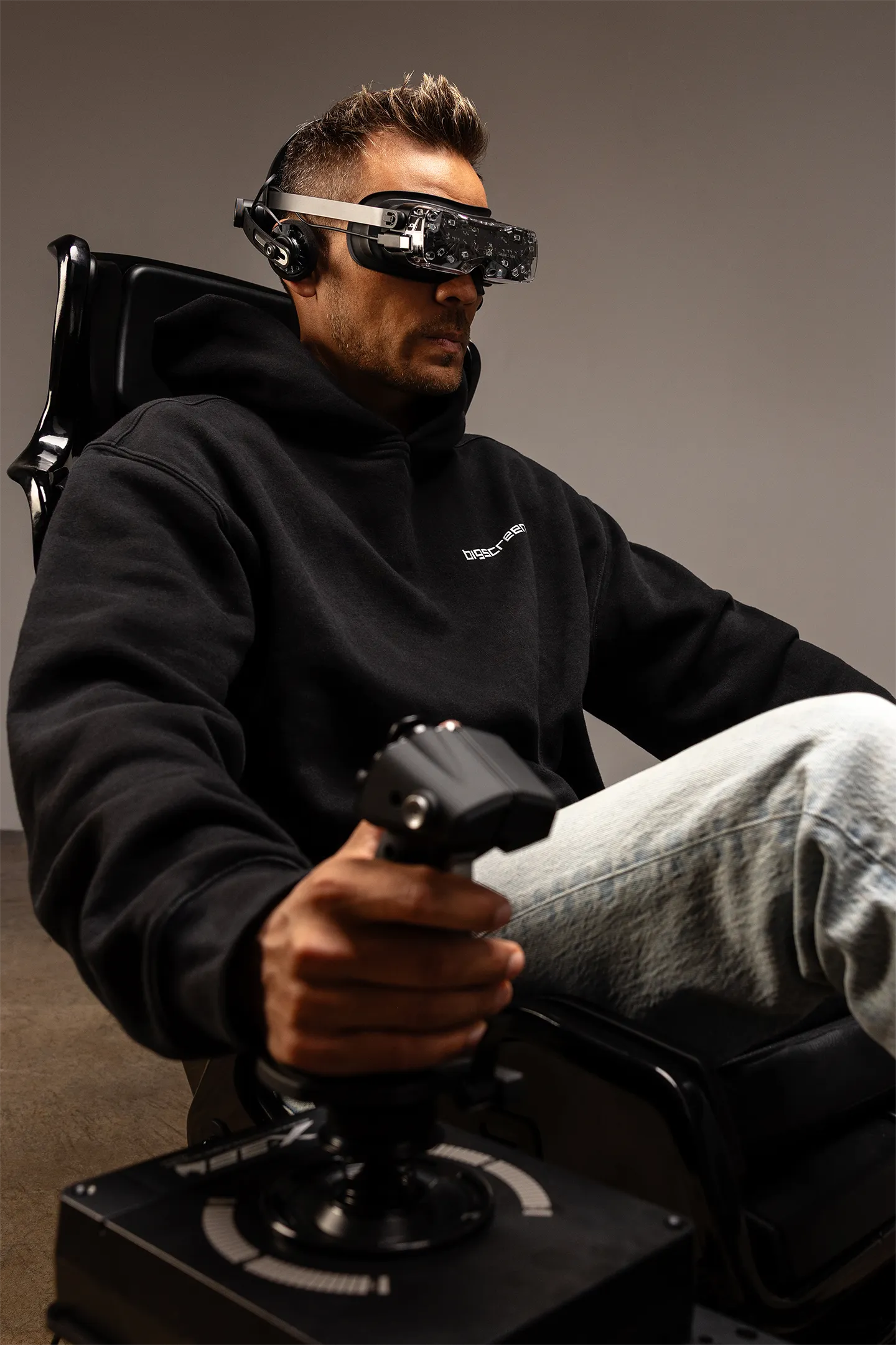 Pilot in Beyond 2 with a flight stick