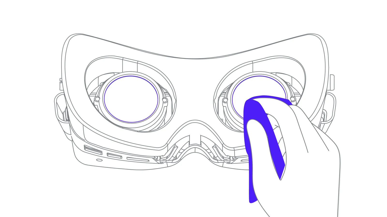 Cleaning the optics with a dry microfiber cloth